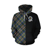 Scott Green Modern Tartan Hoodie Half of Me - Cross Style